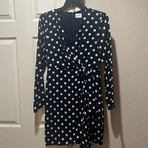 LINI Womens Katie Polka Dot Pleated Mini Wrap Dress